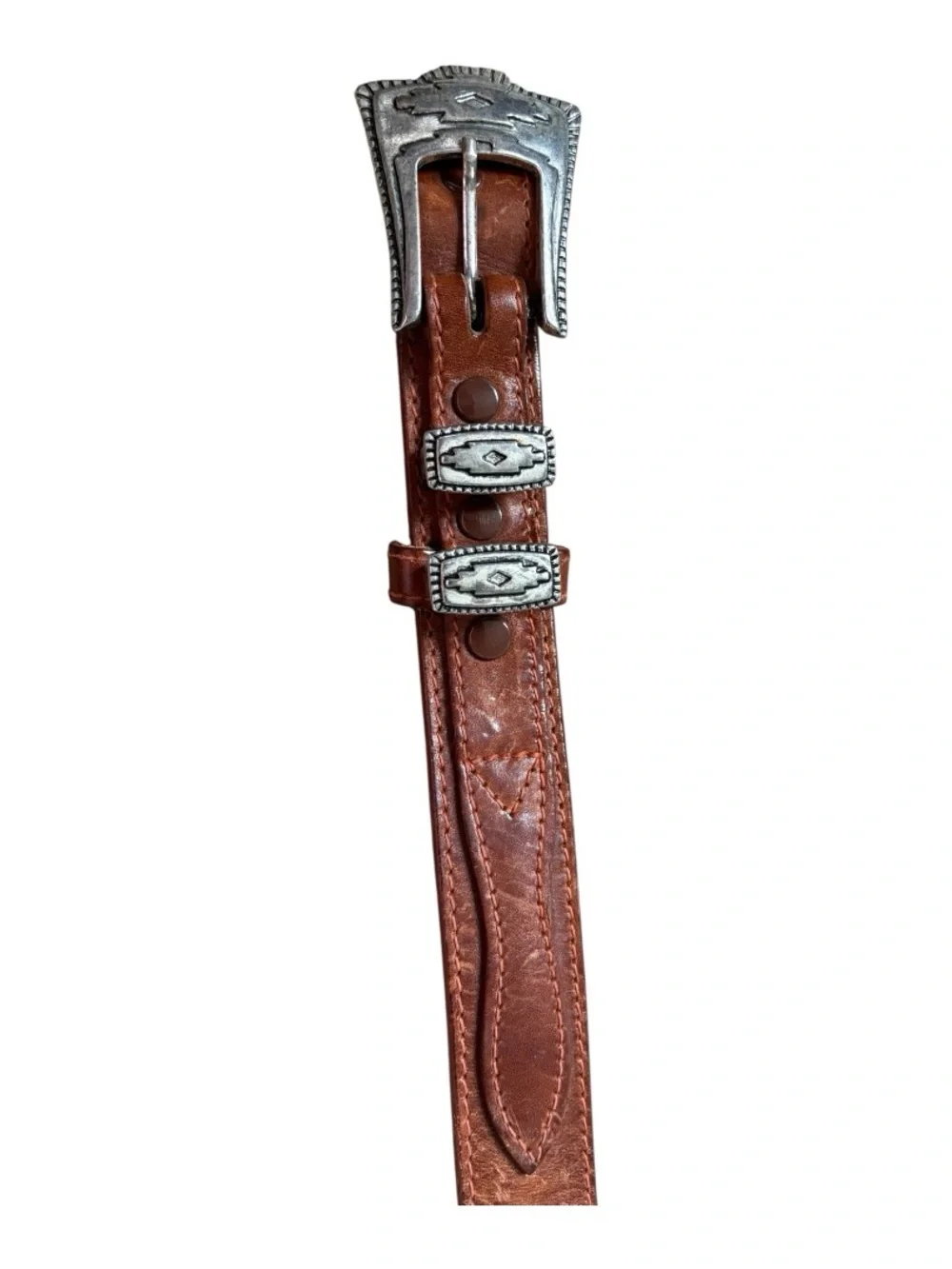 Stetson Western Leather Belt Brown Silver Concho Size 36 Cowboy Southwestern